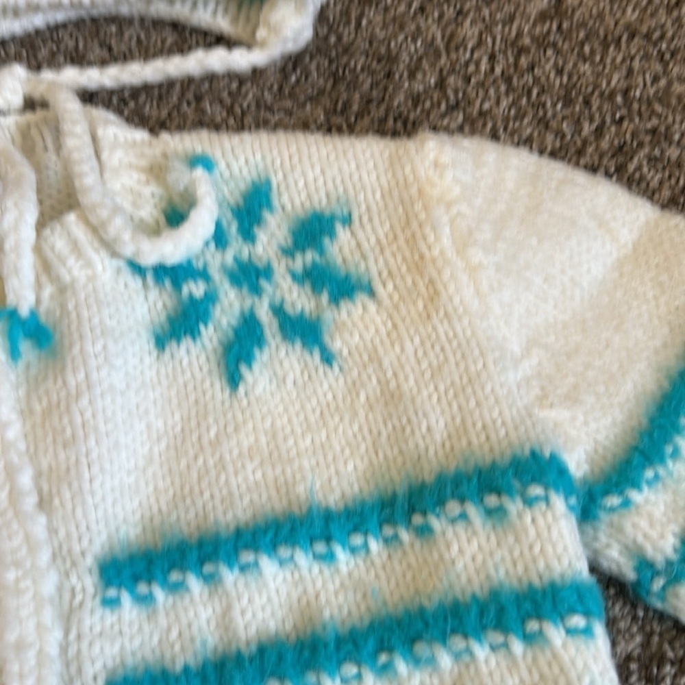 Vintage Knitted Baby Sweater and Hat - Picture 3 of 4